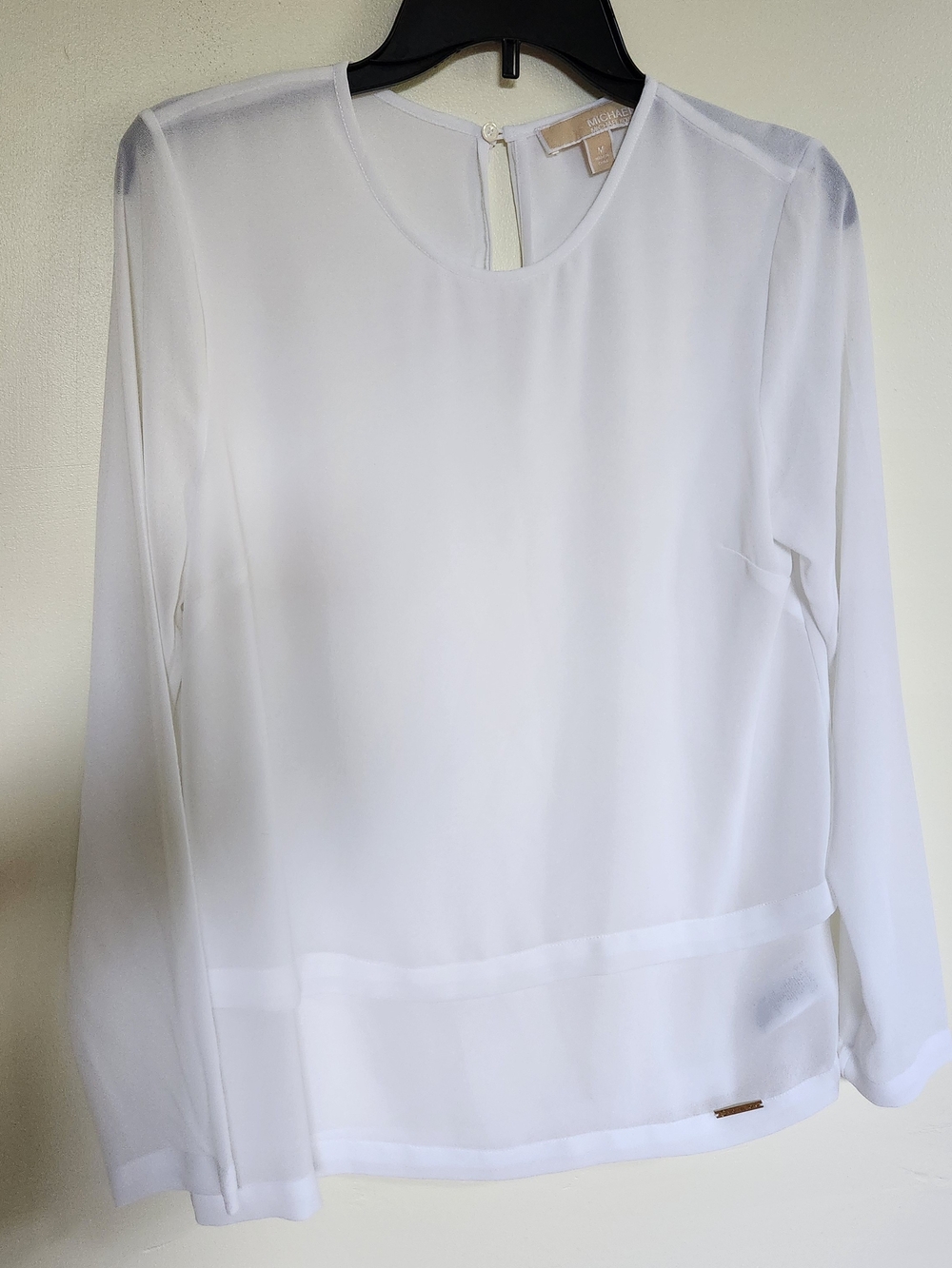 MICHAEL Michael Kors White Long-Sleeve Sheer Blouse